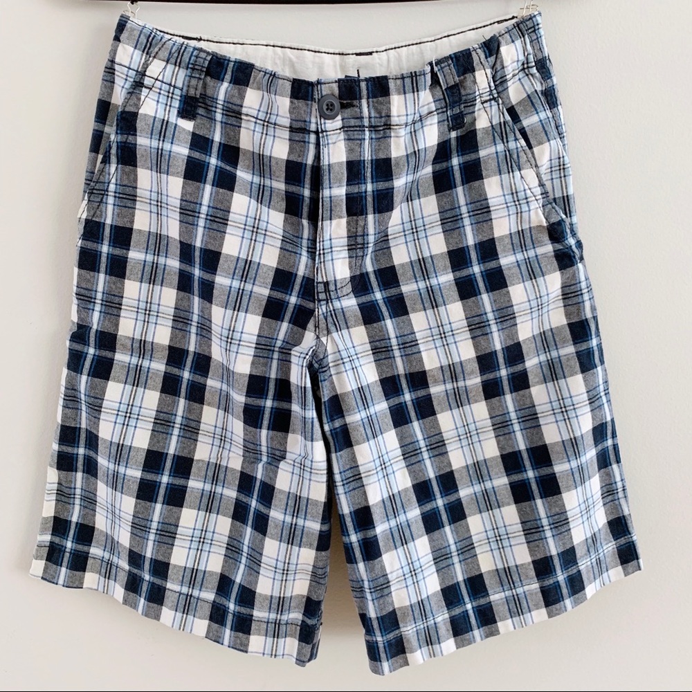 Boys Blue & White Plaid Shorts
